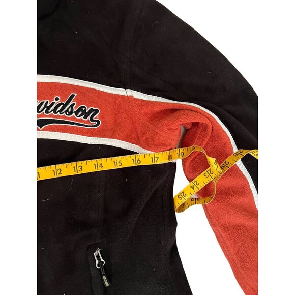 Harley-Davidson Womens Hooded Fleece Jacket Black/Red Zippered Pockets Size M Po - Picture 7 of 9